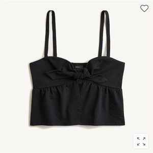 J. Crew Seersucker Tie-Front Top XXS NWT black
